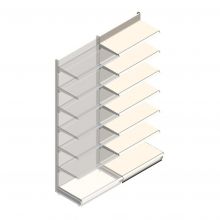 Wandstelling Tego 2800x1000x570 mm (hxbxd) 7 niveaus RAL9001 aanbouwsectie