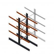 Zware draagarmstelling dubbelzijdig 3000x1000x1200mm (hxbxd) 3 niveaus beginsectie