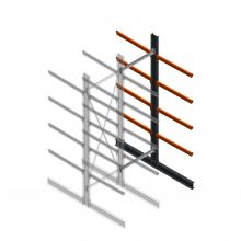 Zware draagarmstelling dubbelzijdig 4000x1200x1200mm (hxbxd) 4 niveaus aanbouwsectie