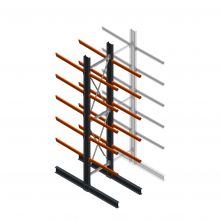 Zware draagarmstelling dubbelzijdig 5000x1000x1200mm (hxbxd) 5 niveaus beginsectie