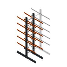 Zware draagarmstelling dubbelzijdig 5000x1000x1200mm (hxbxd) 5 niveaus beginsectie