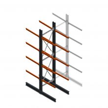 Zware draagarmstelling dubbelzijdig 5000x1200x1200mm (hxbxd) 4 niveaus beginsectie