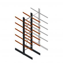 Zware draagarmstelling dubbelzijdig 5000x1200x1200mm (hxbxd) 5 niveaus beginsectie