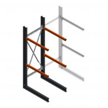 Zware draagarmstelling enkelzijdig 3000x1000x1200mm (hxbxd) 2 niveaus beginsectie 345kg/arm