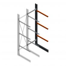 Zware draagarmstelling enkelzijdig 4000x1000x1200mm (hxbxd) 3 niveaus aanbouwsectie