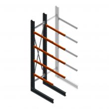 Zware draagarmstelling enkelzijdig 4000x800x1200mm (hxbxd) 4 niveaus beginsectie