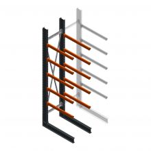 Zware draagarmstelling enkelzijdig 4000x800x1000mm (hxbxd) 5 niveaus beginsectie