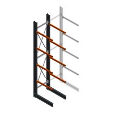Zware draagarmstelling enkelzijdig 5000x1000x1500mm (hxbxd) 4 niveaus beginsectie