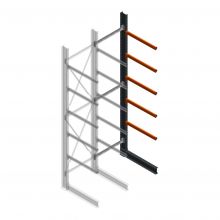 Zware draagarmstelling enkelzijdig 5000x1200x1200mm (hxbxd) 5 niveaus aanbouwsectie