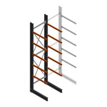 Zware draagarmstelling enkelzijdig 5000x1200x1200mm (hxbxd) 5 niveaus beginsectie
