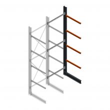 Zware draagarmstelling enkelzijdig 5000x1500x1500mm (hxbxd) 4 niveaus aanbouwsectie