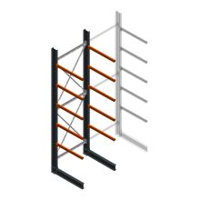 Zware draagarmstelling enkelzijdig 5000x1500x1500mm (hxbxd) 5 niveaus beginsectie