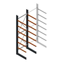 Zware draagarmstelling enkelzijdig 5000x1500x1500mm (hxbxd) 6 niveaus beginsectie
