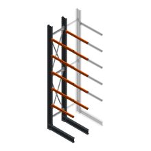Zware draagarmstelling enkelzijdig 5000x800x1500mm (hxbxd) 5 niveaus beginsectie
