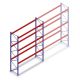 Gebruikte Mecalux palletstelling 3500x3600x1100 mm (hxbxd) 3 niveaus beginsectie 2650kg/set