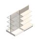 Gondola Tego winkelstelling 1800x1000x470 mm (hxbxd) 4 niveaus RAL9001 aanbouwsectie