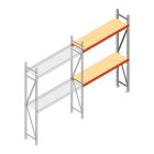 Grootvakstelling AR 2000x1850x400 mm (hxbxd) 2 niveaus verzinkt aanbouwsectie