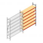 Grootvakstelling AR 2500x1610x500 mm (hxbxd) 6 niveaus verzinkt aanbouwsectie met voorgemonteerde frames