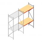 Grootvakstelling AR 3000x1850x800 mm (hxbxd) 2 niveaus verzinkt aanbouwsectie met voorgemonteerde frames