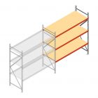 Grootvakstelling AR 2250x2010x900 mm (hxbxd) 3 niveaus verzinkt aanbouwsectie met voorgemonteerde frames