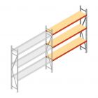 Grootvakstelling AR 2500x2250x500 mm (hxbxd) 3 niveaus verzinkt aanbouwsectie met voorgemonteerde frames