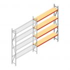Grootvakstelling AR 3000x2010x500 mm (hxbxd) 4 niveaus verzinkt aanbouwsectie met voorgemonteerde frames