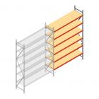 Grootvakstelling AR 3000x2010x600 mm (hxbxd) 6 niveaus verzinkt aanbouwsectie met voorgemonteerde frames