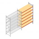 Grootvakstelling AR 3000x2010x800 mm (hxbxd) 6 niveaus verzinkt aanbouwsectie met voorgemonteerde frames