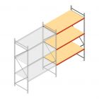 Grootvakstelling AR 3000x2010x1000 mm (hxbxd) 3 niveaus verzinkt aanbouwsectie met voorgemonteerde frames