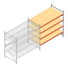 Grootvakstelling AR 2000x2700x1200 mm (hxbxd) 4 niveaus verzinkt aanbouwsectie met voorgemonteerde frames