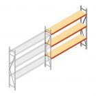 Grootvakstelling AR 2500x2700x400 mm (hxbxd) 3 niveaus verzinkt aanbouwsectie