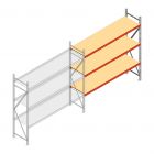 Grootvakstelling AR 2500x2700x600 mm (hxbxd) 3 niveaus verzinkt aanbouwsectie met voorgemonteerde frames