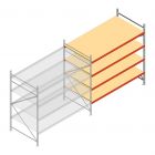 Grootvakstelling AR 2500x2700x1200 mm (hxbxd) 4 niveaus verzinkt aanbouwsectie met voorgemonteerde frames