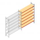 Grootvakstelling AR 3000x2700x600 mm (hxbxd) 6 niveaus verzinkt aanbouwsectie met voorgemonteerde frames
