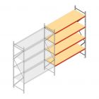 Grootvakstelling AR 3000x2700x800 mm (hxbxd) 4 niveaus verzinkt aanbouwsectie met voorgemonteerde frames