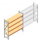 Grootvakstelling AR 2250x2250x600 mm (hxbxd) 4 niveaus verzinkt beginsectie met voorgemonteerde frames