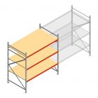 Grootvakstelling AR 2250x2250x1200 mm (hxbxd) 3 niveaus verzinkt beginsectie met voorgemonteerde frames
