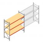 Grootvakstelling AR 2500x2010x900 mm (hxbxd) 3 niveaus verzinkt beginsectie met voorgemonteerde frames