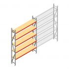 Grootvakstelling AR 3000x2010x500 mm (hxbxd) 5 niveaus verzinkt beginsectie met voorgemonteerde frames