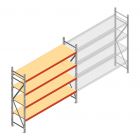 Grootvakstelling AR 2500x2700x600 mm (hxbxd) 4 niveaus verzinkt beginsectie met voorgemonteerde frames
