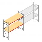 Grootvakstelling AR 2500x2700x900 mm (hxbxd) 2 niveaus verzinkt beginsectie met voorgemonteerde frames