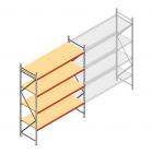 Grootvakstelling AR 3000x2700x800 mm (hxbxd) 4 niveaus verzinkt beginsectie met voorgemonteerde frames