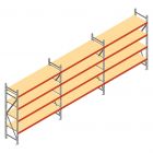 Voordeelrij grootvakstelling AR 2250x6950x600 mm (hxbxd) 4 niveaus met voorgemonteerde frames