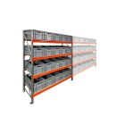 Bakkenkast AR 2000x2250x600 mm (hxbxd) 4 niveaus met 20 euronormbakken beginsectie