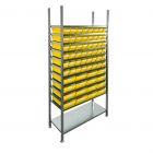 Bakkenkast 2.000x1.000x400mm met 64 bakken / 256 posities Geel