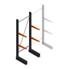 Lichte draagarmstelling BR enkelzijdig 2000x750x500 mm (hxbxd) 2 niveaus beginsectie