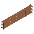 Voordeelrij grootvakstelling Kimer 1750x9250x800 mm (hxbxd) 3 niveaus met voorgemonteerde frames