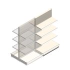 Gondola Tego winkelstelling 1800x1000x370 mm (hxbxd) 4 niveaus RAL9001 aanbouwsectie