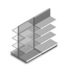 Gondola Tego winkelstelling 1800x1000x370 mm (hxbxd) 4 niveaus RAL9006 aanbouwsectie