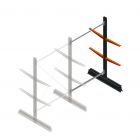 Lichte draagarmstelling dubbelzijdig 2000x1250x500 mm (hxbxd) 2 niveaus aanbouwsectie